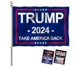 Oligei Trump 2024 Flag, 3 x 5 Feet Trump Flag Take American Back with 4 Pcs Trump 2024 Sticker, Polyester Fiber Trump Desantis 2024 Flag, American Flag Bright Anti-Ultraviolet Fading with Brass Buttonhole