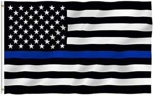 Anley Fly Breeze 3x5 Foot Thin Blue Line USA Flag - Vivid Color and Fade proof - Canvas Header and Double Stitched - Honoring Law Enforcement Officers Flags Polyester with Brass Grommets