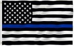Anley Fly Breeze 3x5 Foot Thin Blue Line USA Flag - Vivid Color and Fade proof - Canvas Header and Double Stitched - Honoring Law Enforcement Officers Flags Polyester with Brass Grommets