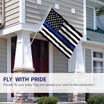 Anley Fly Breeze 3x5 Foot Thin Blue Line USA Flag - Vivid Color and Fade proof - Canvas Header and Double Stitched - Honoring Law Enforcement Officers Flags Polyester with Brass Grommets