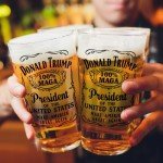 Donald Trump Christmas Gift 100% MAGA Label 16 oz Pint Glass for Dad, Gift for Husband, Stepfather Gift Idea, Unique Gifts for Men, Trump Merch (101-15182-D)