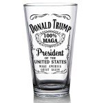 Donald Trump Christmas Gift 100% MAGA Label 16 oz Pint Glass for Dad, Gift for Husband, Stepfather Gift Idea, Unique Gifts for Men, Trump Merch (101-15182-D)