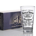 Donald Trump Christmas Gift 100% MAGA Label 16 oz Pint Glass for Dad, Gift for Husband, Stepfather Gift Idea, Unique Gifts for Men, Trump Merch (101-15182-D)