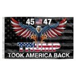 Trump 45th 47th Flag,Trump Took America Back Flag 3x5 FT Polyester Banner with Brass Grommets for Indoor Outdoor Decorations (black)