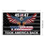 Trump 45th 47th Flag,Trump Took America Back Flag 3x5 FT Polyester Banner with Brass Grommets for Indoor Outdoor Decorations (black)