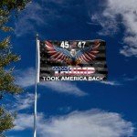 Trump 45th 47th Flag,Trump Took America Back Flag 3x5 FT Polyester Banner with Brass Grommets for Indoor Outdoor Decorations (black)