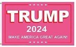 3X5 TRUMP 2024 MAGA WOMEN FOR TRUMP PINK LADIES FLAG BANNER 100D JC