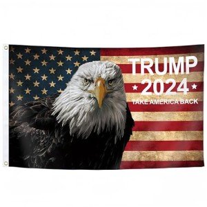 ccolorful rrope Trump 2024 Flag 3x5 FT President Trump Flag Take America Back Banner Indoor Outdoor 1 Ply With Vivid Patriotic Colors Design UV & eagle logo，Fade Resistant 2 Brass Grommets