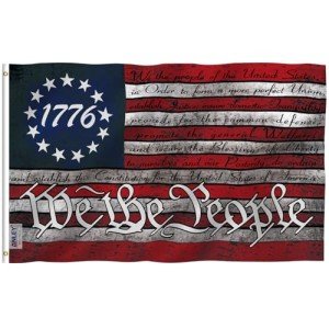 Anley Fly Breeze 3x5 Foot We the People Flag - Canvas Header and Double Stitched - 1776 Vintage Betsy Ross the United States Constitution Flags Polyester with Brass Grommets 3 X 5 Ft