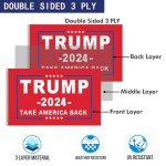 Trump 2024 Flags 3x5 Outdoor Made in USA Double Sided 3 Ply - Heavy Duty President Trump Flags 2024 Banner for Outside with 2 Brass Grommets Fade Resistant for Indoor Outdoor Decorations