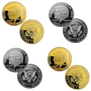 4 Pcs/Set Donald Trump Commemorative Coins, President Term 2025-2029, Gold Plated and Silver Plated Novelty Coins, Collectible Gift
