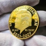4 Pcs/Set Donald Trump Commemorative Coins, President Term 2025-2029, Gold Plated and Silver Plated Novelty Coins, Collectible Gift