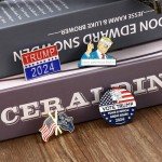 SOWPOPY Trump Pins 2024, Trump Merch Enamel Pins Bulk Trump Brooch Pin American Flag Lapel Pins Set USA Trump Merchandise Gifts for Men Women Adult