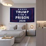 Trump For Prison 2024 Flag 3x5Ft Anti Trump Flag 100D Polyester Durable Quality Decoration Outdoor & Indoor