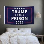 Trump For Prison 2024 Flag 3x5Ft Anti Trump Flag 100D Polyester Durable Quality Decoration Outdoor & Indoor