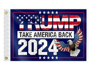 PLAIEI Take America Back Boat Marine Flag 12x18 Inches Double Sided 3Ply Small Trump 2024 Boat ATV Flag President Election Supporter Fans Patriotic MAGA Banner Outdoor Indoor (Eagle Blue)