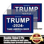 Vettres Trump 2024 Flag and Trump Hat Set,3x5 Outdoor Double Sided 3 Ply-Donald Trump Take America Back Flags MAGA hat USA Embroidery Adjustable Baseball Cap Blue Flag + Red Hat