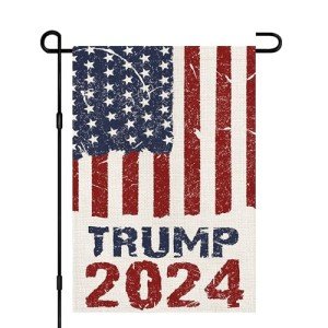 2024 Donald Trump Garden Flags for Outside 12x18 Double Sided Burlap, Retro style American President Election Yard Lawn Outdoor Decoration Banner Small Sign Trump 2024 Flag DF551