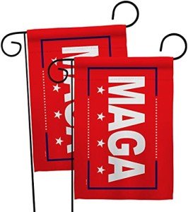Trump Flag MAGA Garden Flag 2pcs Pack Americana Political President Democrat Republican Tea Party United State American Election House Decoration Banner Small Yard Gift Double-Sided, Made in USA