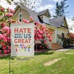 Hate Won_t Make Us Great Garden Flag Garden Flags 12 X 18 Inch Double Sided Seasonal Flag Novelty Flag Banners Outdoor Welcome Garden Decor