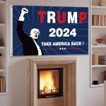 Trump 2024 Flag 3x5 Ft Flag Take America Back Flag Banner with Brass Grommets for Indoor Outdoor Decorations