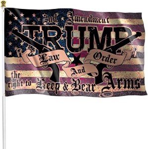 Trump 2024 Flag 3x5 Ft,Trump Law & Order 2nd Amendment Guns American Flags,Vivd Color and Fade Proof, Patriotic Flags for Rooms Outdoor Indoor Decoration Banner
