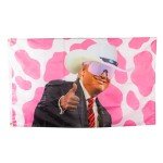 Pink Trump Cow Print Flag With Brass Grommets - Funny Trump Cowboy Hat 3X5 Feet Outdoor Banner Polyester
