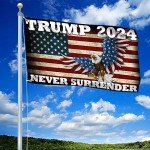 Patriogee Trump 2024 Never Surrender 3x5 Outdoor Double Sided for Flagpole, Trump US American Patriotic Flag, Trump 2024 Flag