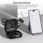TOZO OpenEgo True Wireless Open Ear Headphone, 5.3 Bluetooth Sport Earbuds with Earhooks for 80H Playback with Digital Display, 32 EQ Modes Dual Mic Clear Call Sweat-Proof for Running Workout Black
