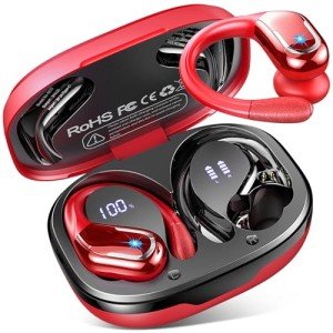 Wireless Earbud, 75Hrs Bluetooth 5.4 Headphones IP7 Waterproof for Sport, Running Wireless Earphones with ENC Noise Canceling Mics, Deep Bass Over Ear bud with Earhooks for Android, iOS, Workout, Gym