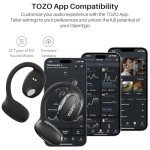 TOZO OpenEgo True Wireless Open Ear Headphone, 5.3 Bluetooth Sport Earbuds with Earhooks for 80H Playback with Digital Display, 32 EQ Modes Dual Mic Clear Call Sweat-Proof for Running Workout Black