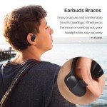 TOZO OpenEgo True Wireless Open Ear Headphone, 5.3 Bluetooth Sport Earbuds with Earhooks for 80H Playback with Digital Display, 32 EQ Modes Dual Mic Clear Call Sweat-Proof for Running Workout Black