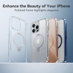 CASEKOO Titanium 360° Rotatable Magnetic Stand for iPhone 16 Pro Case [Compatible with Magsafe][16FT Military Protection] Slim Phone 16 Pro Case with Stand Ring Kickstand 6.3'', Clear