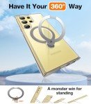 TORRAS 360°Spin Magnetic Kickstand for Samsung Galaxy S24 Ultra Case, Compatible with Magsafe, Transparent Slim Protective S24 Ultra Phone Case with Stand&Ring Holder, Ostand Spin, Clear