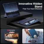 Kaiiecal for Samsung Galaxy Z-Fold-6 Privacy Case: [Hidden Kickstand][Wireless Charging] Slim Hinge Protection Soft Lightweight Stand Phone Cover Case with Privacy Screen Protector Blue
