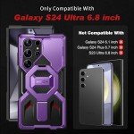 TONGATE for Samsung Galaxy S24 Ultra Case Compatible with MagSafe, [Ring Stand & Camera Cover Kickstand] Drop Shockproof Rugged Protection Phone Case for S24 Ultra with Screen Protector 6.8", Purple