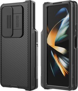 Nillkin CamShield Pro for Samsung Galaxy Z Fold 4 Case with S Pen Holder & Slide Camera Cover [Creative Hinge Protection][Hidden Kickstand] Protective Phone Case for Galaxy Z Fold 4 Case - Black