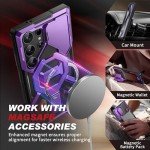 TONGATE for Samsung Galaxy S24 Ultra Case Compatible with MagSafe, [Ring Stand & Camera Cover Kickstand] Drop Shockproof Rugged Protection Phone Case for S24 Ultra with Screen Protector 6.8", Purple