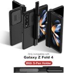 Nillkin CamShield Pro for Samsung Galaxy Z Fold 4 Case with S Pen Holder & Slide Camera Cover [Creative Hinge Protection][Hidden Kickstand] Protective Phone Case for Galaxy Z Fold 4 Case - Black