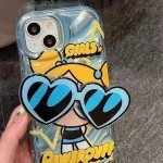 Jerisln for iPhone 15 Pro Max Cute Kawaii Cartoon Case Cool Sunglasses Shape Stand Finger Grip Holder Design for Women Girls Protective Cover for iPhone 15 Pro Max 6.7 Inch 3Pcs (Blue Green Pink)