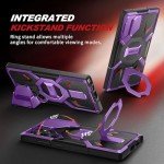 TONGATE for Samsung Galaxy S24 Ultra Case Compatible with MagSafe, [Ring Stand & Camera Cover Kickstand] Drop Shockproof Rugged Protection Phone Case for S24 Ultra with Screen Protector 6.8", Purple