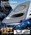 TORRAS 360° Spin Magnetic Stand for Google Pixel 9 Pro XL Case, 12FT Military Grade Protection, Compatible with Magsafe, Shockproof Slim Pixel 9 Pro XL Phone Case with Kickstand & Ring Holder, Gray