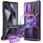 TONGATE for Samsung Galaxy S24 Ultra Case Compatible with MagSafe, [Ring Stand & Camera Cover Kickstand] Drop Shockproof Rugged Protection Phone Case for S24 Ultra with Screen Protector 6.8", Purple