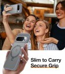 TORRAS 360° Spin Magnetic Stand for Google Pixel 9 Pro XL Case, 12FT Military Grade Protection, Compatible with Magsafe, Shockproof Slim Pixel 9 Pro XL Phone Case with Kickstand & Ring Holder, Gray