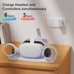 RGB Charging Dock for Oculus Quest 2, Magnetic Charging Station for Meta Quest 2 VR Headset & Controllers, with 2 Rechargeable 2100mAh Batteries, USB-C Charger and Cable, Supports LED Indicator