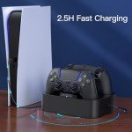 NEWDERY PS5 Controller Charger Station Compatible with Dualsense Edge Controller, Fast Charging Dock Stand with Cable, Dual Controller Charging Station for PlayStation 5 & Edge Controller