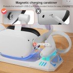 RGB Charging Dock for Oculus Quest 2, Magnetic Charging Station for Meta Quest 2 VR Headset & Controllers, with 2 Rechargeable 2100mAh Batteries, USB-C Charger and Cable, Supports LED Indicator