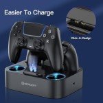 NEWDERY PS5 Controller Charger Station Compatible with Dualsense Edge Controller, Fast Charging Dock Stand with Cable, Dual Controller Charging Station for PlayStation 5 & Edge Controller