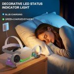 RGB Charging Dock for Oculus Quest 2, Magnetic Charging Station for Meta Quest 2 VR Headset & Controllers, with 2 Rechargeable 2100mAh Batteries, USB-C Charger and Cable, Supports LED Indicator