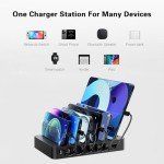 Charging Station for Multiple Devices: 68W 6 Port 20W Fast Phone Charger Dock with 6 Cables, Compatible with Apple Cellphone iPad iPhone Tablet and Other Electronic (Black)